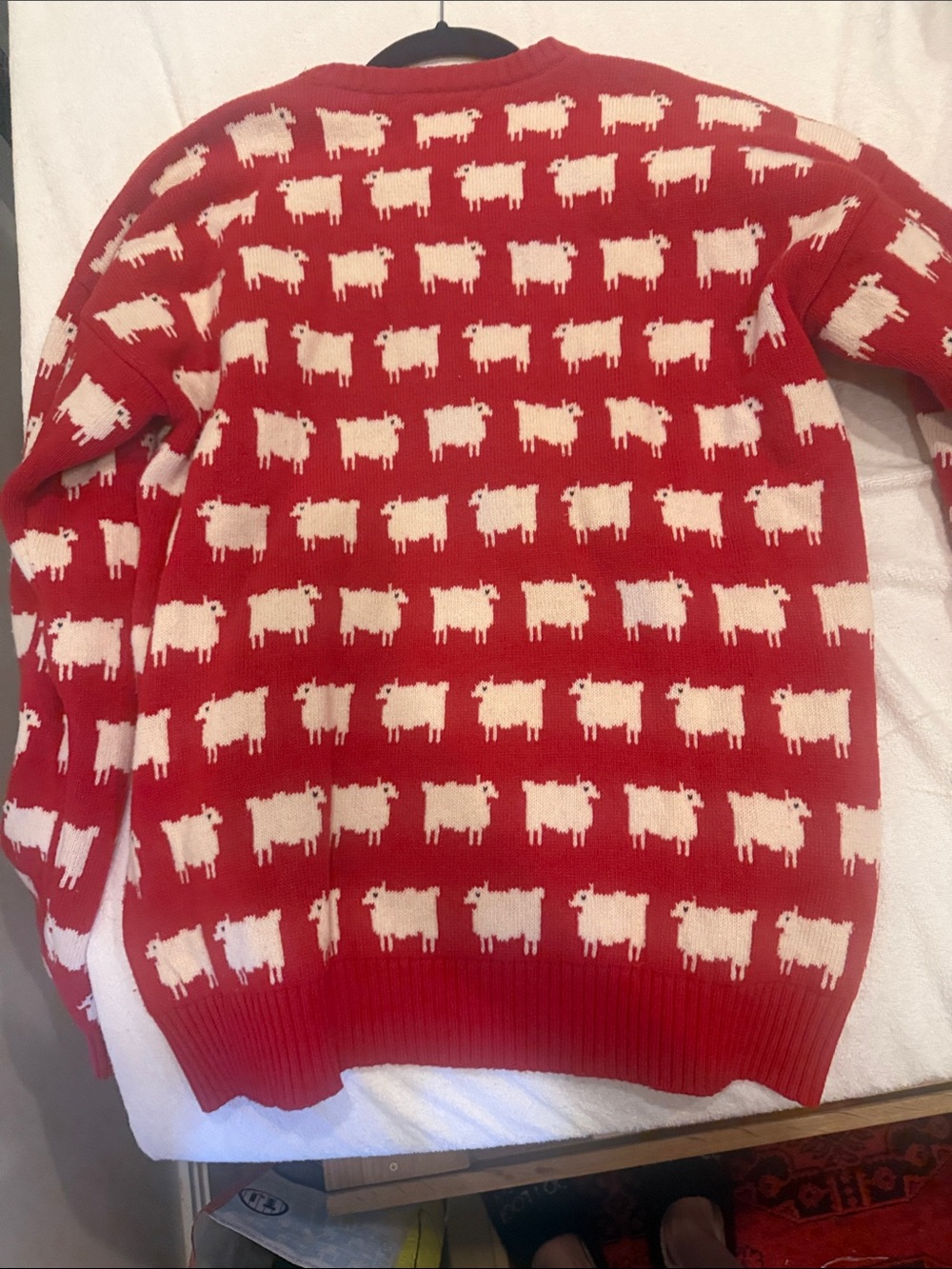 Rowing Blazers Red Sweater with Cream Sheep Motif - Picture 3 of 3